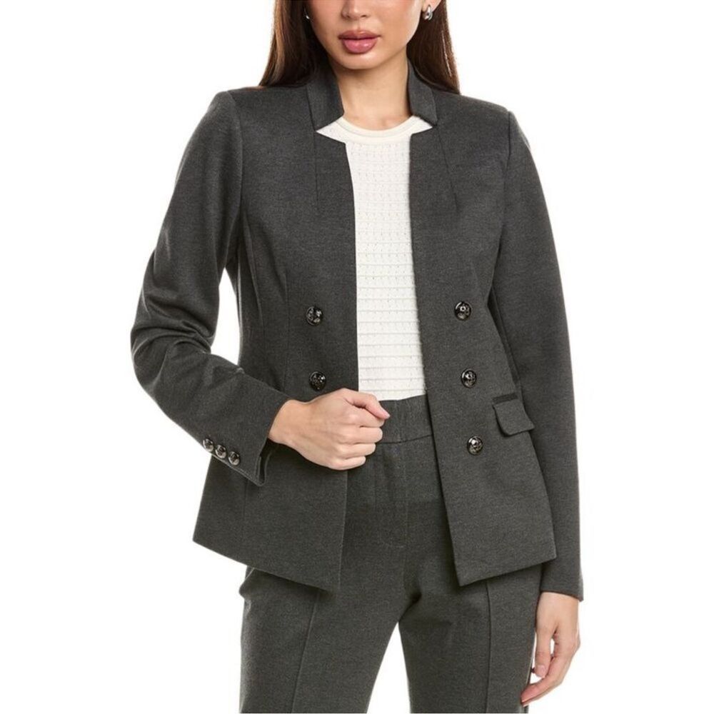 Tahari Charcoal Double-Breasted Blazer